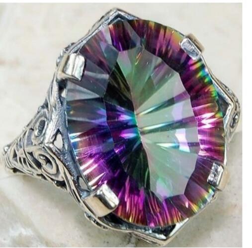 Retro Colorful Round Zircon Ring For Women
