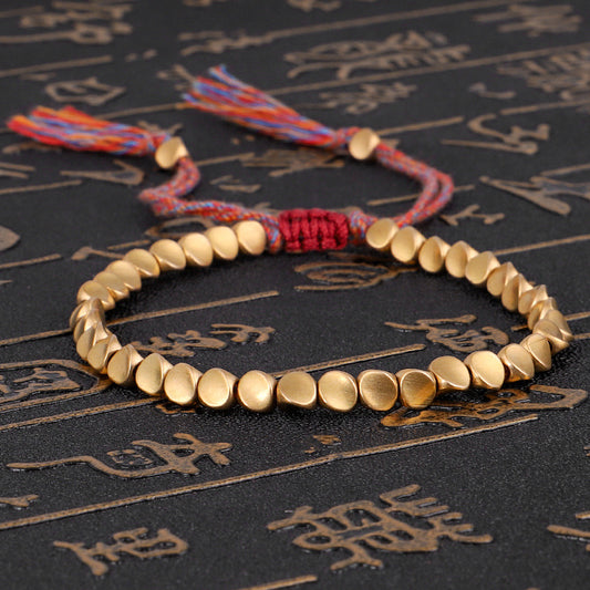 Handmade Tibetan Buddhist Bracelets On Hand Braided Copper Beads Lucky Rope Bracelet & Bangles For Women Men
