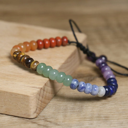 Natural Stone Abacus Bead Colorful Fashion Woven Love Emperor Stone Bracelet